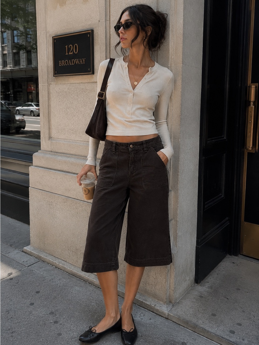 Banana Republic Brown Corduroy Cropped Gaucho Pants Y2K Utility